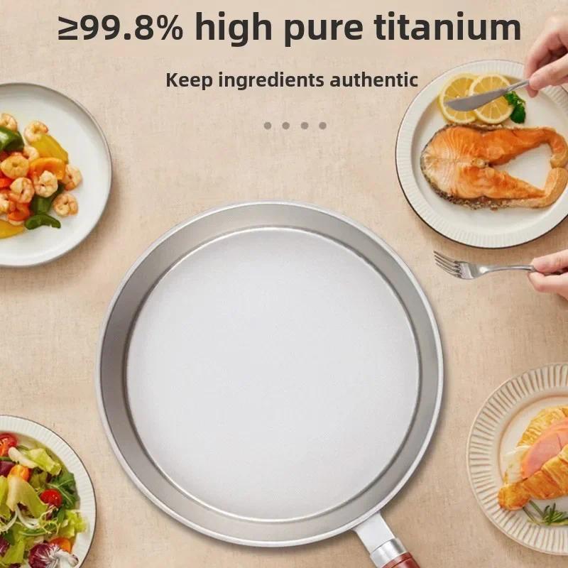 Full titanium pan frying pan Titanium content 998% household nonstick wok multifunctional steak pan 