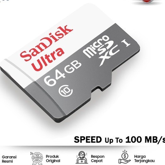 (wow03) MEMORY CARD SANDISK 64GB 32GB 16GB 128GB Micro SD MMC Memori Hp Sandisk Ultra