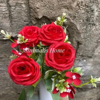 Bunga Mawar Plastik 4 Kuntum Rose Artificial Bunga Palsu - Putih