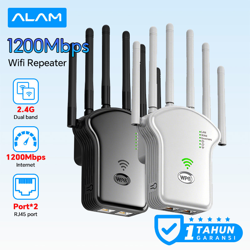 Alam Wifi Extender Tanpa Kabel 6 Antenas 1200Mbps Dual Band WIFI Repeater Wireless WiFi Penguat Rout