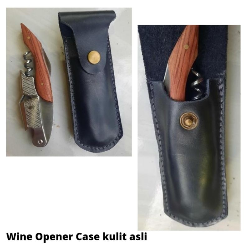WINE OPENER CASE Leather Original Pull up, Sarung Pembuka tutup botol Kulit sapi asli, crumber untuk