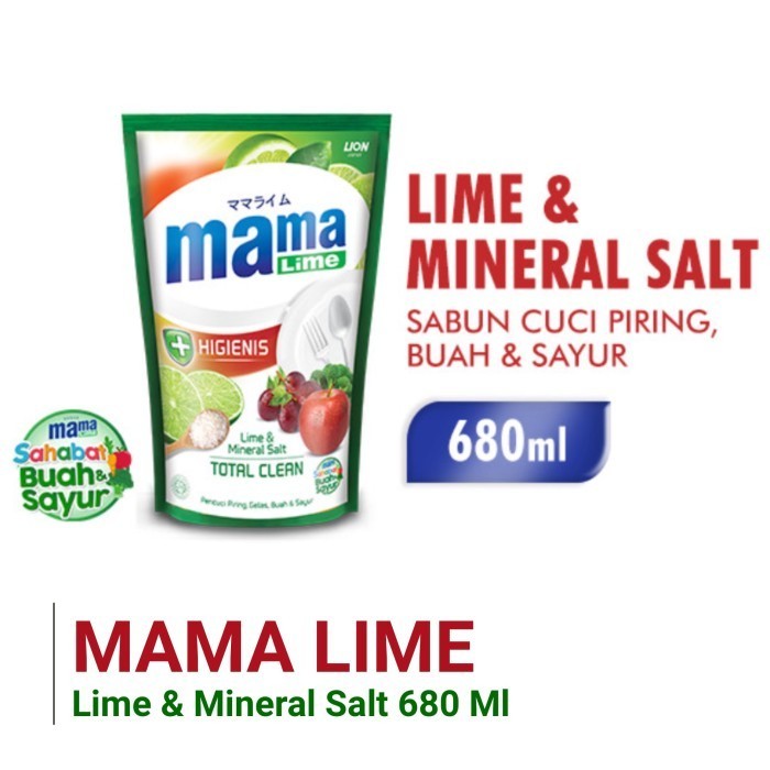 MAMA LEMON LIME SABUN CUCI PIRING JERUK NIPIS 680ml POUCH REFILL LIME CHARCOAL GREEN TEA HABBATUSSAU