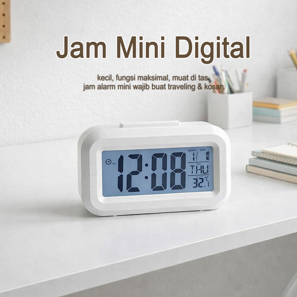 Jam Digital Mini Alarm/ Jam Weker Meja Digital Minimalis / Jam Meja Lucu LED