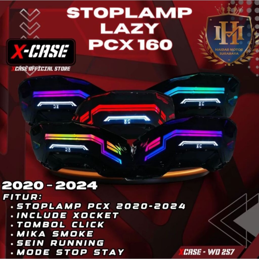 STOPLAMP LAZY PCX 160 RGB APLIKASI LAMPU STOPLAMP PCX 160 TERMURAH SESURABAYA