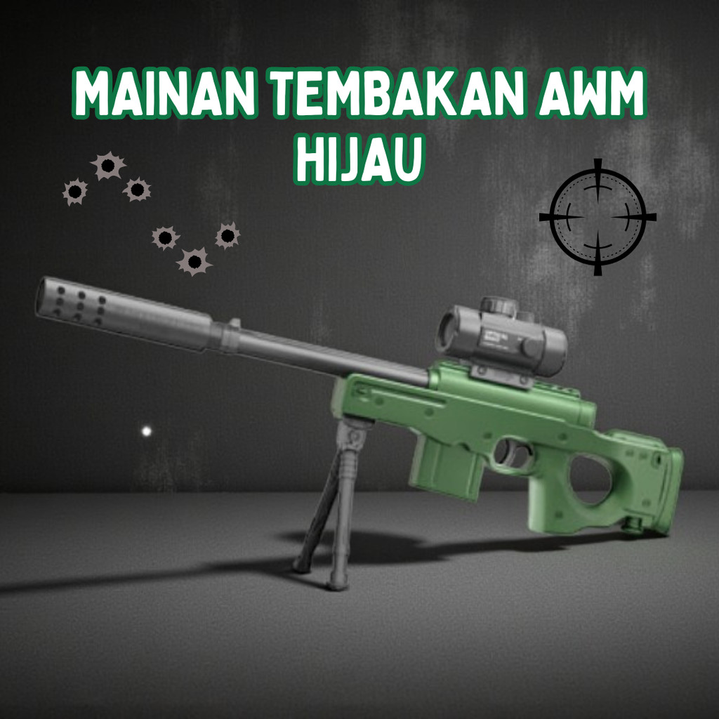 Mainan Tembakan Military Anak AWM Peluru Lunak Mainan Tembak-Tembakan Luar Ruangan