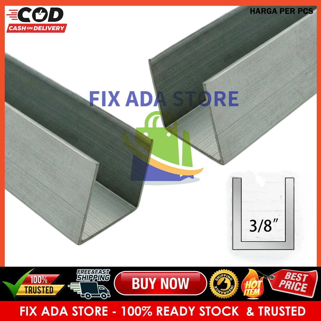 Alma Lis U Aluminium U 3/8” +- 9 10 mm In Inci Inch Inchi Alumunium Almanium Almunium Alminium Alumn