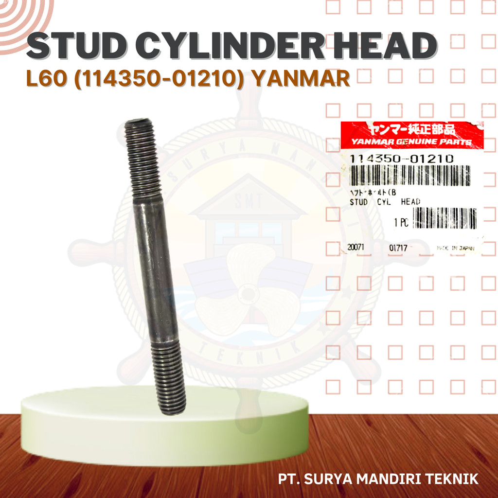 STUD CYLINDER HEAD L60 114350-01210 YANMAR ASLI GENUINE