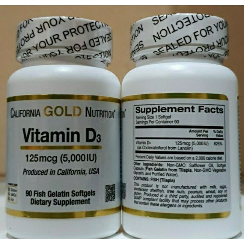Vitamin D3 Vit D-3 5000IU 90 Softgels California Gold Nutrition ORI USA Vit D3 5000 IU