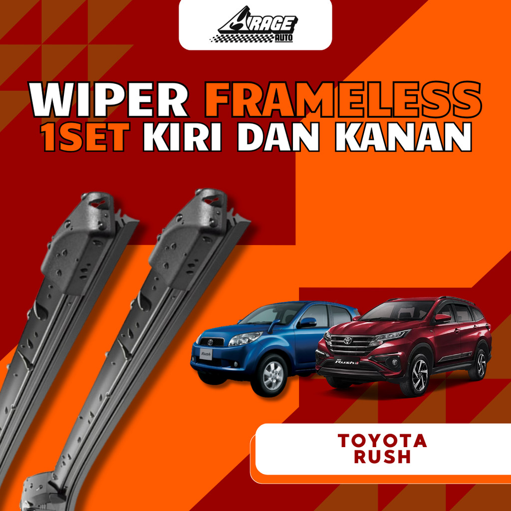 Wiper Mobil Toyota Rush Frameless Single Layer Karet Tahan Lama