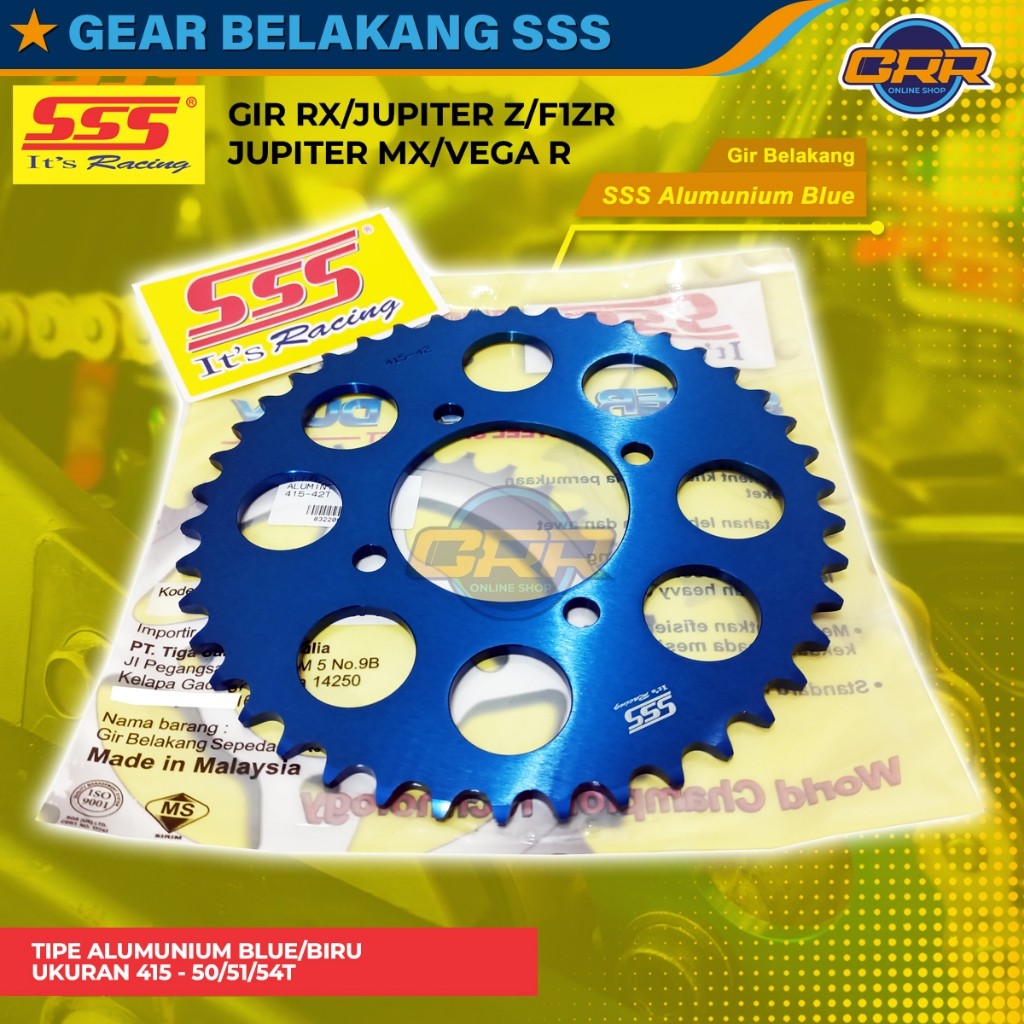 Gir Gear Belakang SSS Alumunium Blue Yamaha Jupiter Z Vega R Jupiter MX135 MX New RXZ RX King F1ZR B