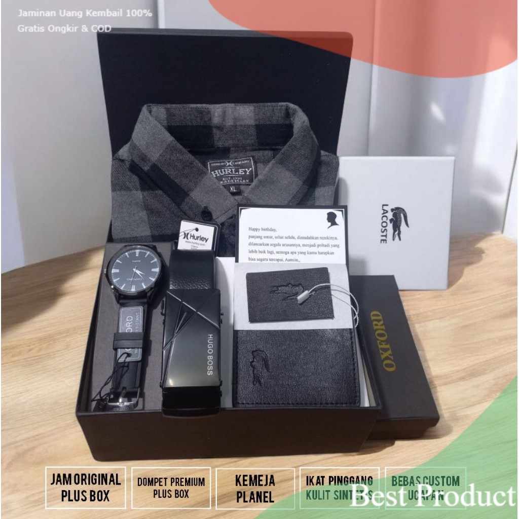 Hampers Cowok Kemeja Lengan Panjang Premium/ Ungu Royal Ungu Terong Ungu Anggur Ungu Neon