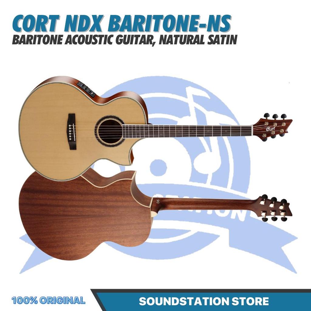 Cort NDX Baritone-NS Baritone Acoustic Guitar, Natural Satin - Gitar Akustik Baritone Low Standard T
