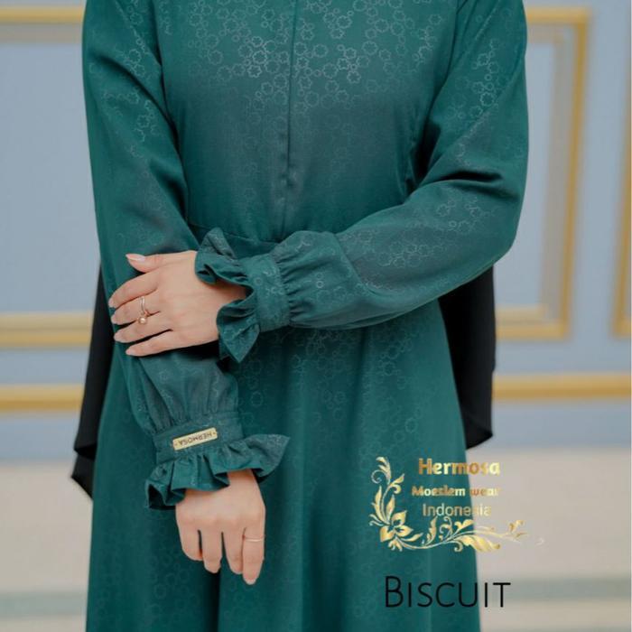 GAMIS HERMOSA MOTIF BISCUIT WARNA HIJAU BOTOL/GAMIS HIJAU TUA HERMOSA/GAMIS HIJAU TUA BISA COD Canti