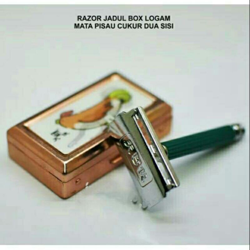 (Razor Jadul) Alat Cukur Kumis Dan Jenggot Pisau Silet + Box Manual Klasik