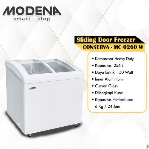 MODENA MC0260W Chest Freezer Curved Glass 2 doors duo power cooling conserva MC 0260 W