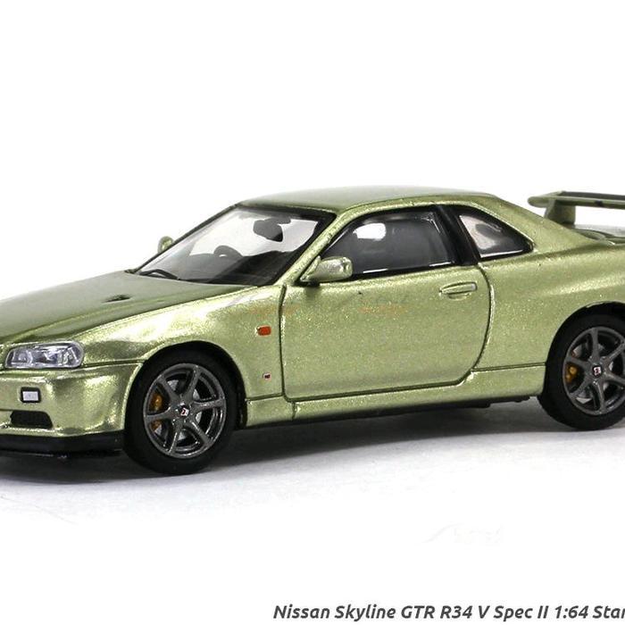 STANCE HUNTERS NISSAN SKYLINE GT-R R34 MILLENIUM JADE DIECAST SKALA 64
