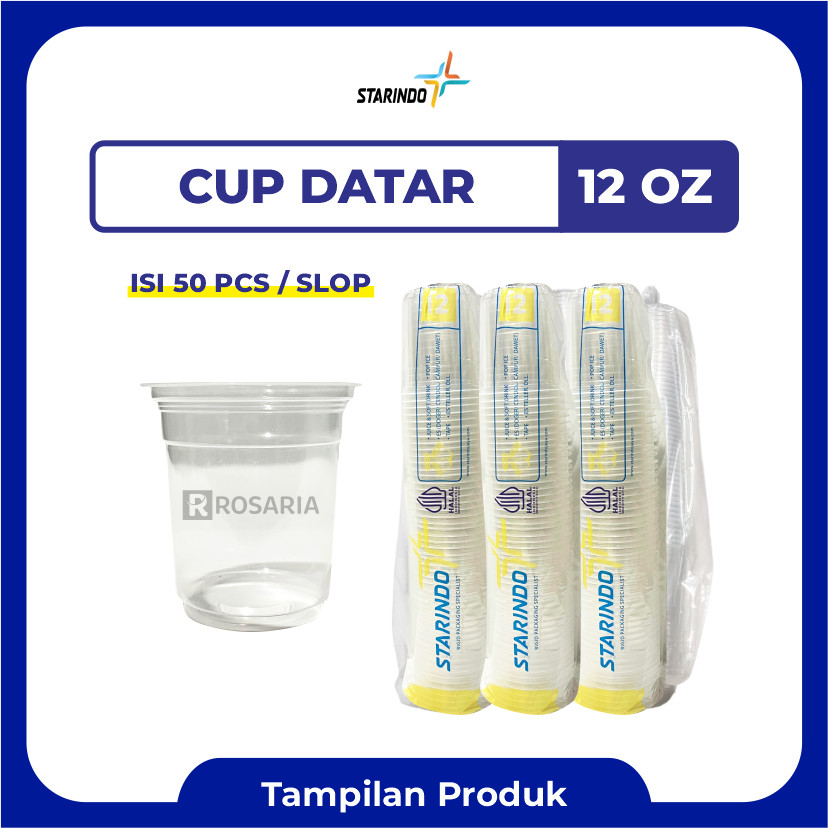 CUP POLOS DATAR 12 OZ STARINDO 5 gr Plastik Bening Gelas Minuman