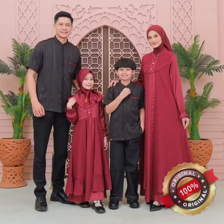 KEKE ALMEEDA SERIES MAROON - BLACK Family Set Sarimbit Keluarga 2026 Gamis Koko Famset 2026 Model Te