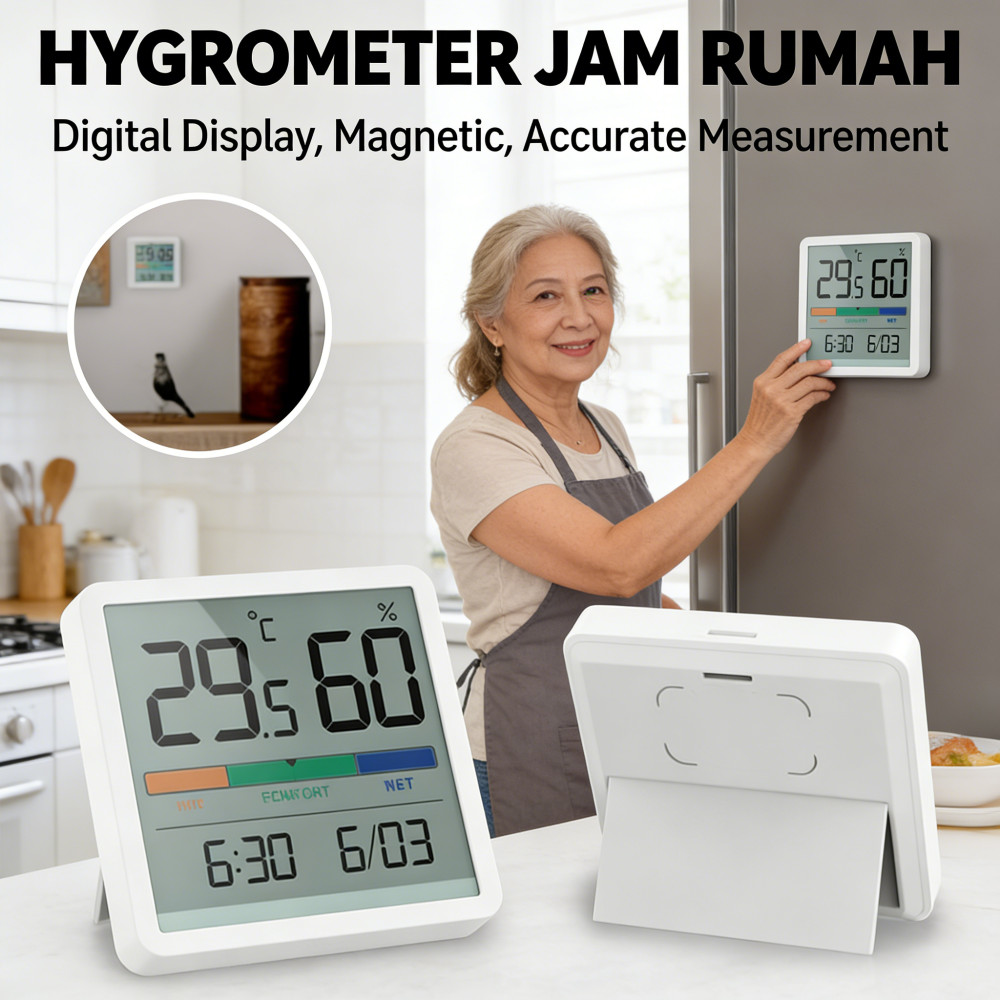 Alat tangga kelembapan suhu jam dapur elektronik rumah