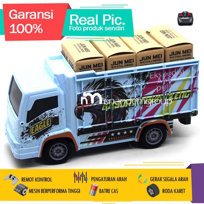 Mainan Mobil Remot Kontrol RC Truk Fuso Basuri Telolet Oleng Ekspedisi Antar Pulau - Biru by Allshop