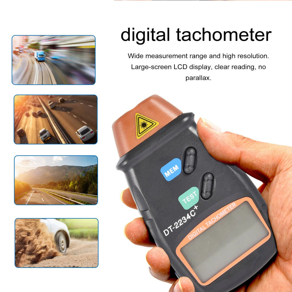TaffSTUDIO Digital Laser Photo Tachometer LCD 2.5-99999 RPM / Tachometer Digital Laser RPM DT2234C+ 