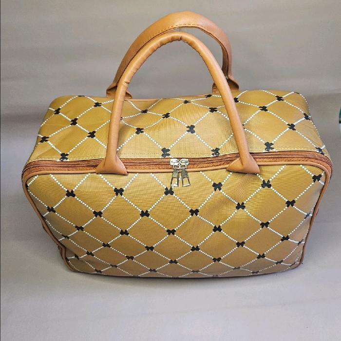tas travel  Wanita motif pita tas koper jinjing tas mudik - Cream