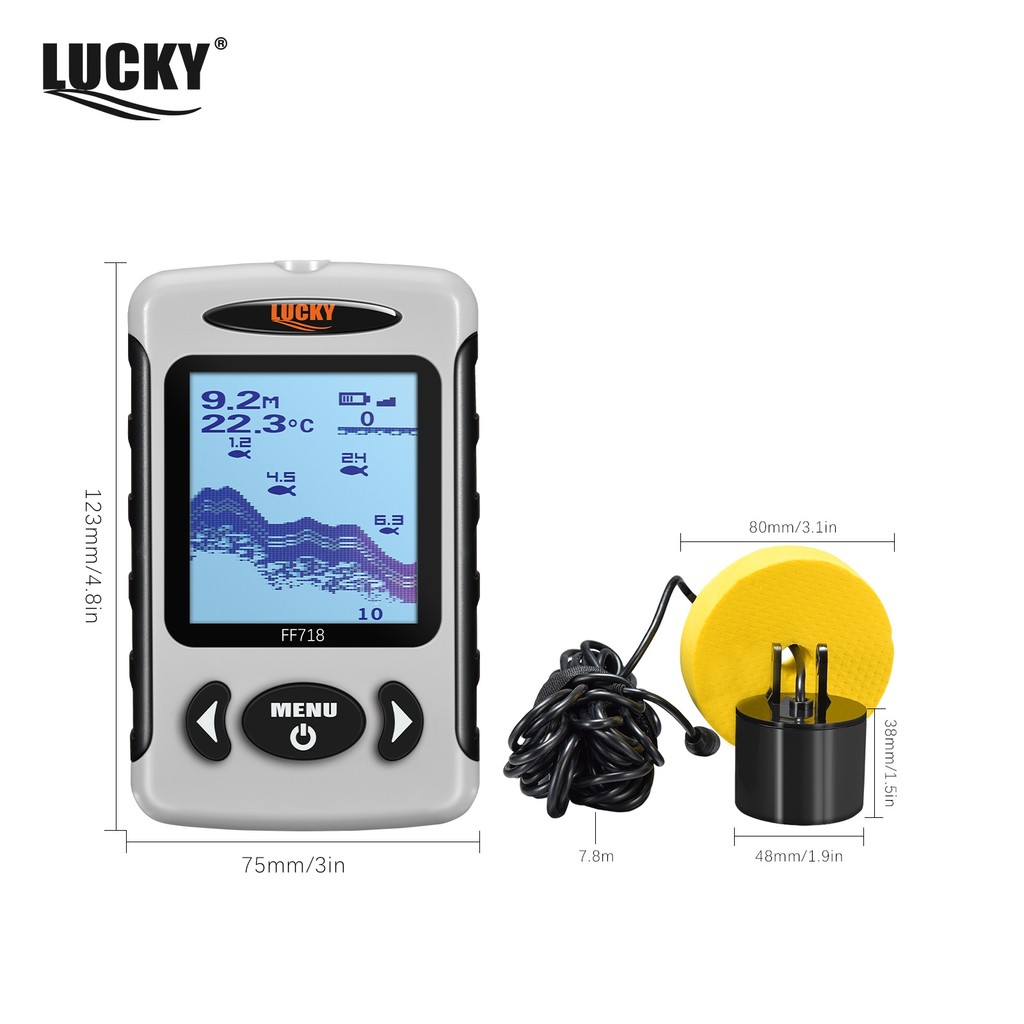 LUCKY FF718D&FF718 22inch LCD Portable Fish Finder 200KHz83KHz Dual Sonar Frequency 100M Detector fo