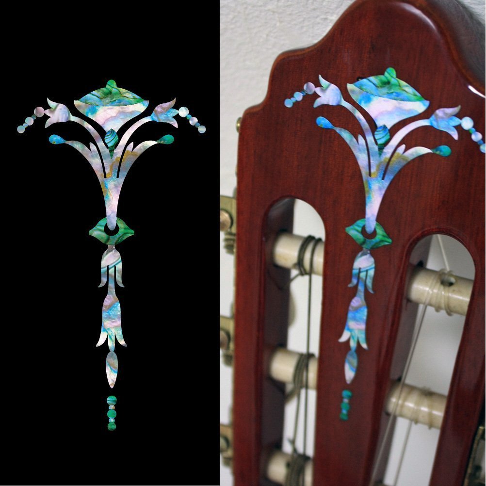 Inlay Sticker Decal Guitar Headstock In Abalone Theme  Old Torch Abalone Mixed Color