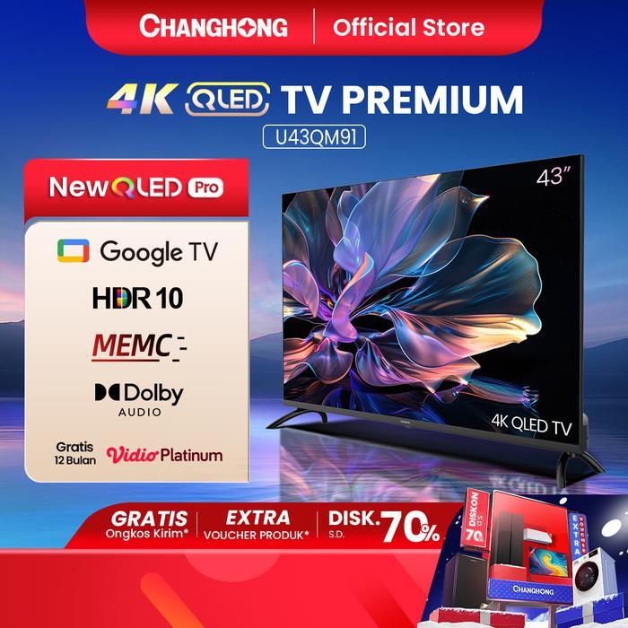 PROMO GASPOLL Changhong QLED TV 4K 43 inch Google Smart QLED PRO Digital TV Dolby Audio DBX-TV Googl
