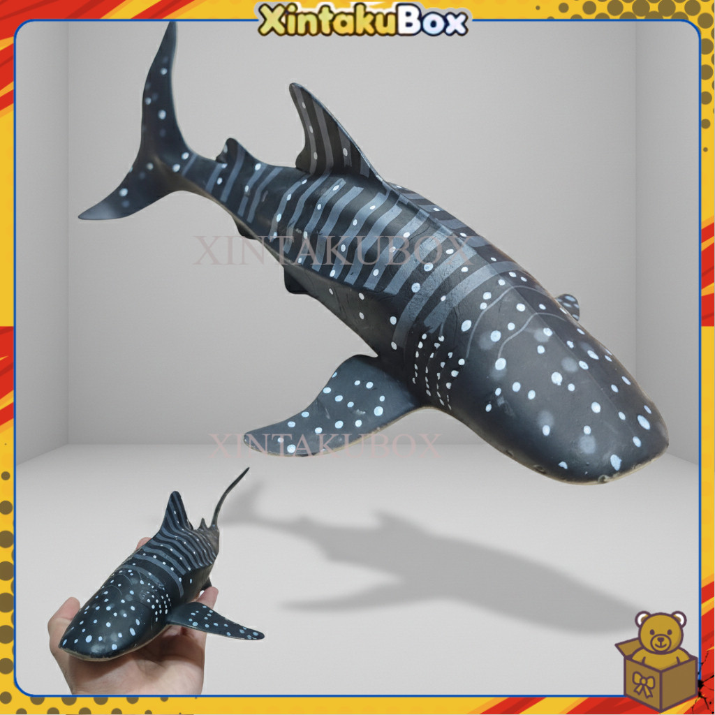 Mainan Figure Whale Shark Hiu Paus Corak Ikan Paus Hitam