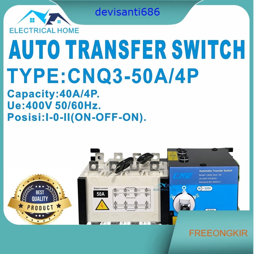 Auto Transfer Switch ATS 4P 50A/Motorized Ohm Saklar 50A