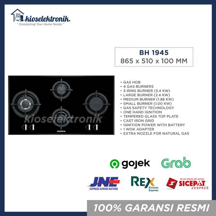 PROMO GASPOLL Modena BH 1945 - Kompor Modena 4 Tungku BH1945 Crista - Kompor Tanam - NO Bubble Wrap