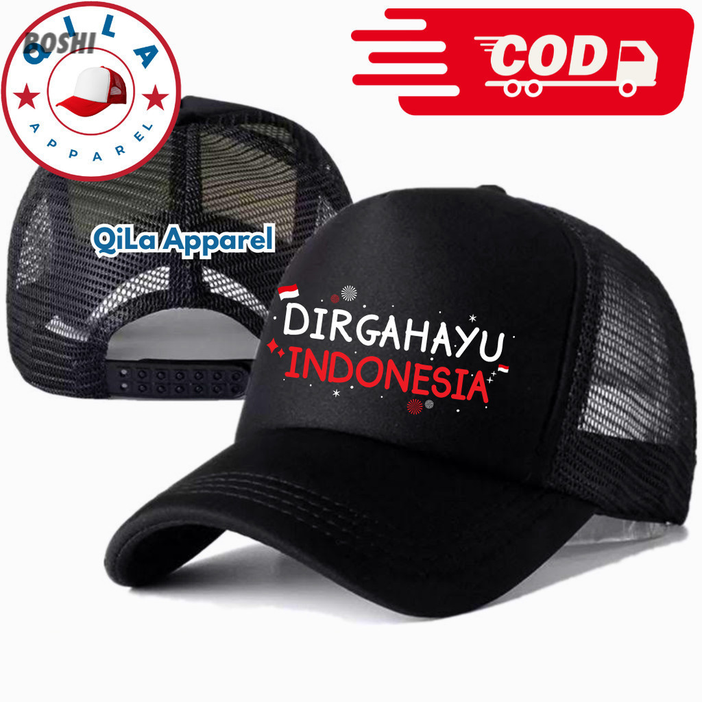Topi Trucker DIRGAHAYU INDONESIA - Topi Distro DIRGAHAYU INDONESIA Logo - Topi DIRGAHAYU INDONESIA P