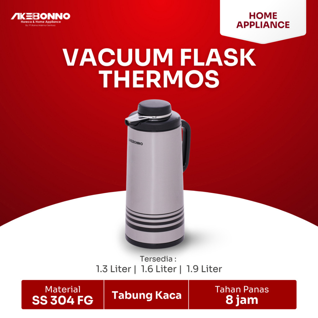 MAHAA.STORE AKEBONNO - Vacum Flask/Thermos ukuran 1,3L 1,6L 1,9L Stainless Steel PREMIUM QUALITY
