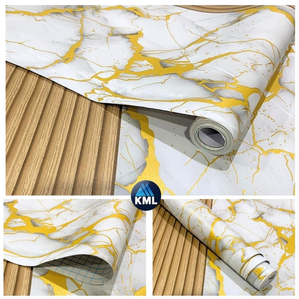 New Wallpaper Dinding Sticker Panel Kayu Coklat Marmer Modern PVC Anti Air