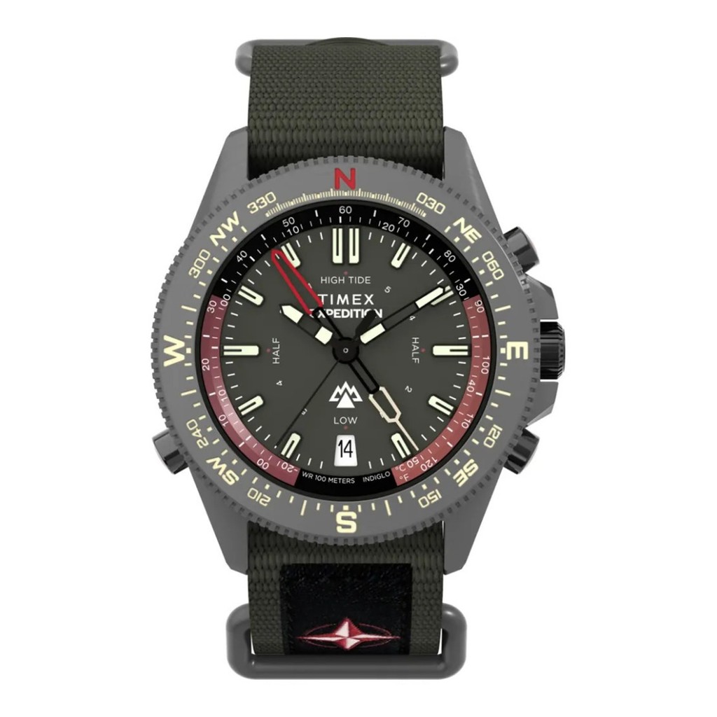 Jam Tangan Pria Timex TW2W91100V5  Expedition Tide Temp Compass Green Dial Green Fabric Strap Origin