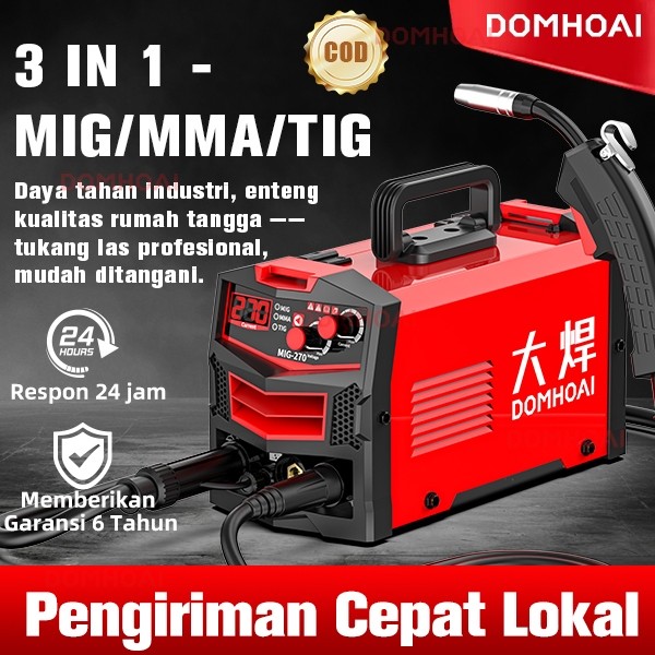 GILISHOP DOMHOAI 3IN1 Mesin Las 450 Watt Daya ultra tinggi Inverter Las Listrik MIG-270 Tanpa gas La