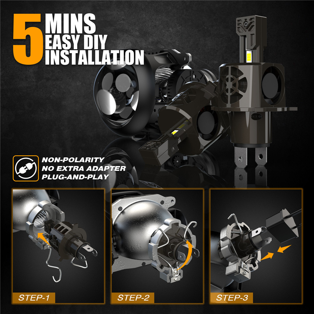 unique AOZoom Hot Selling LED Car Lights 6000K6500K Cool White Color H4 H7 H1 H11 9005 9006 9012 H4 