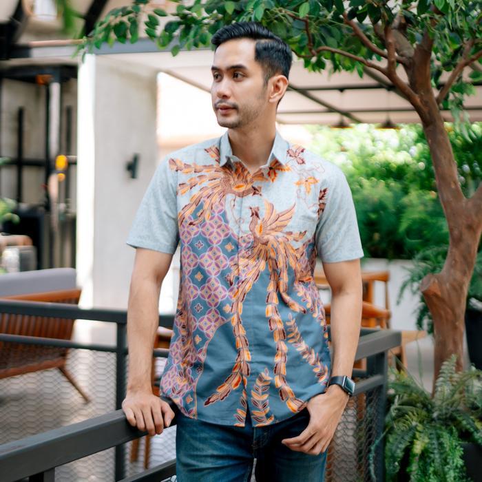 My Aksa Batik Pria Kemeja Pendek Henry Honey - S