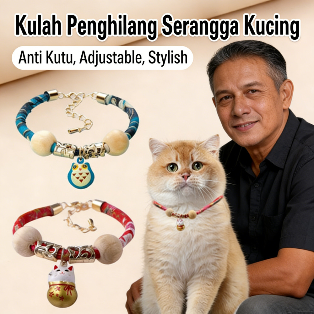 Lonceng Gaya Jepang Kalung Kutu Collar Kucing Aesthetic Ampuh Anti Lonceng Tick Anjing