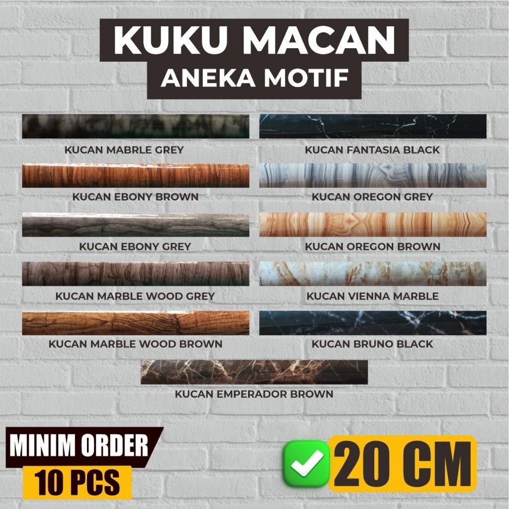 KUKU MACAN KERAMIK ANEKA MOTIF 20 CM/KUKU MACAN PENUTUP SUDUT TAJAM KERAMIK 1 DUS ISI 290 PCS