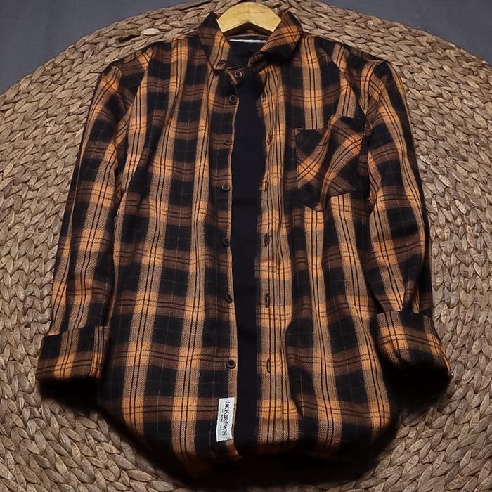 KEMEJA FLANEL PRIA LENGAN PANJANG PREMIUM G24 Distro Casual Hitam Katun Baju Cowok Kotak Slimfit Hem