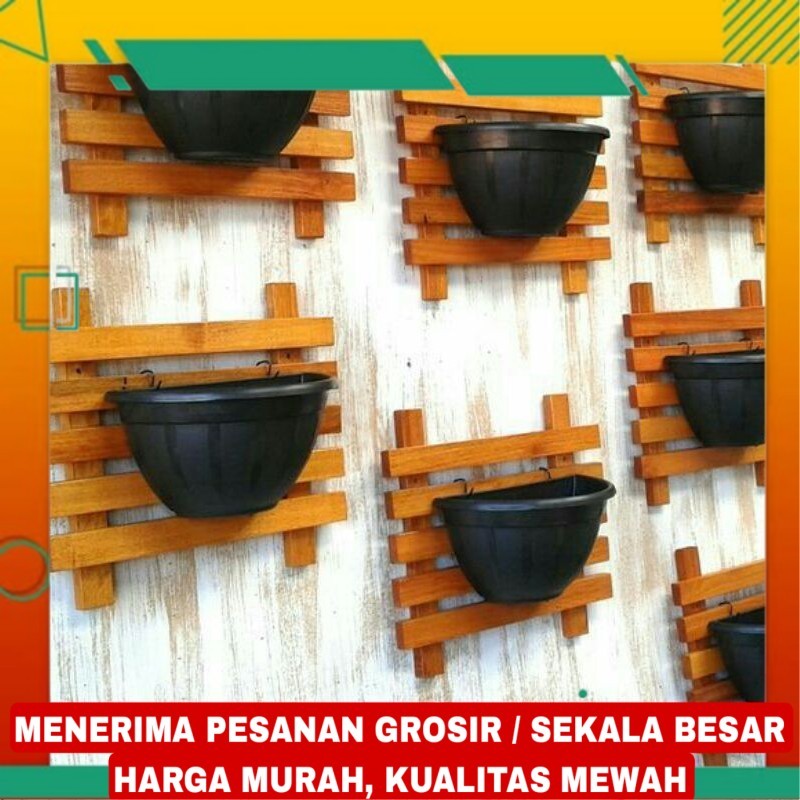 Rak Pot Tempel Dinding Alas Pot Dinding Kayu Vertical Garden Wall Gardening Rack