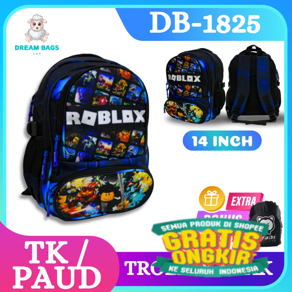 DREAM BAGS Tas Ransel Sekolah Anak Laki Laki TK 14 Inch Karakter Roblox Stumble Guys Paud Cowok/ ker
