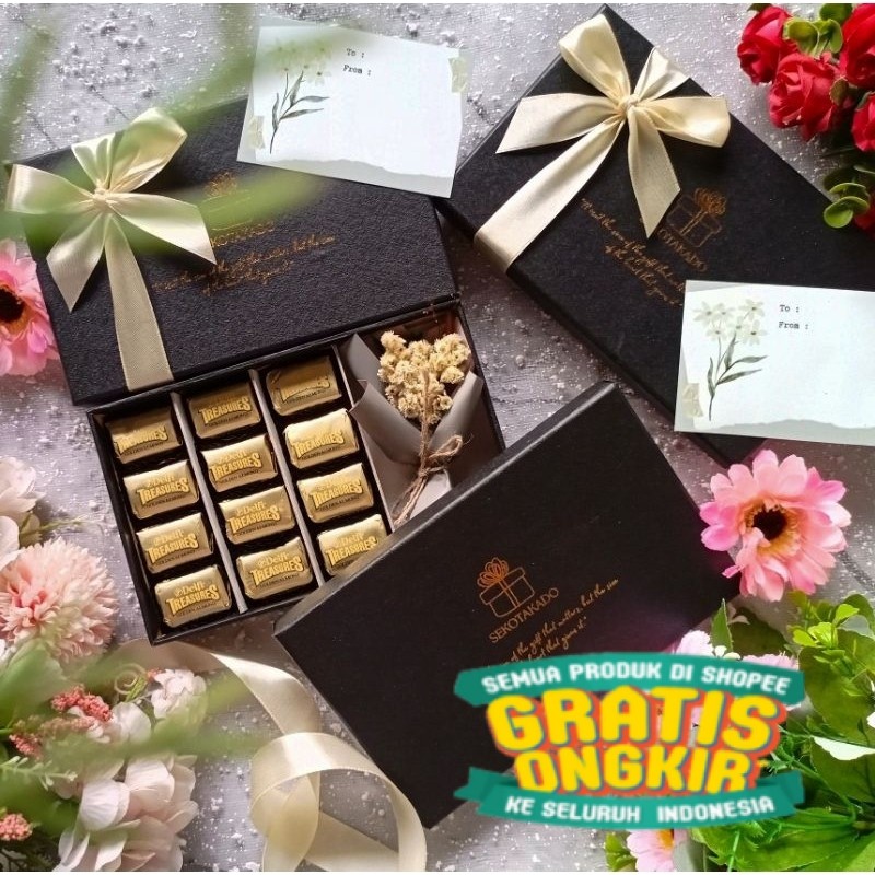 SAFIYA HAMPERS COKLAT BOX DELFI TREASURE ALMOND BOX PREMIUM KADO ULTAH IDUL FITRI/ moment