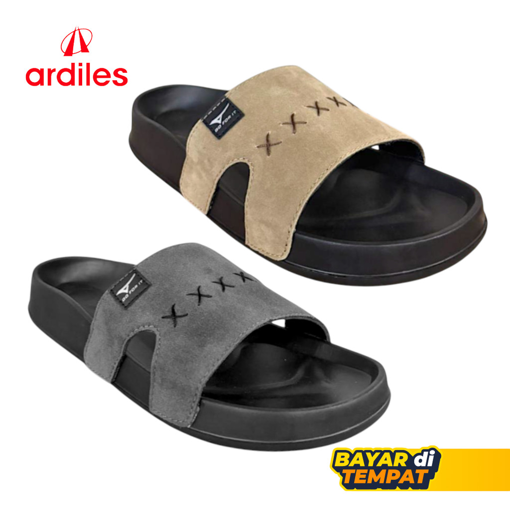 Sandal Slop Slide Pria Ringan Ardiles Montes Hitam Khaki