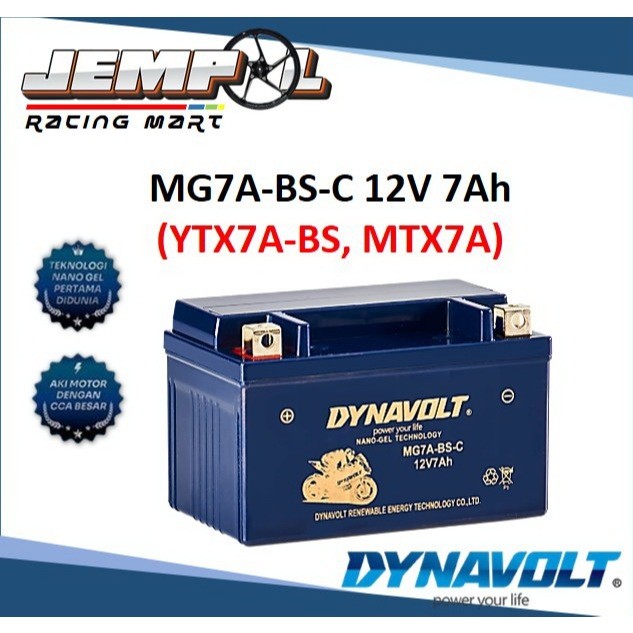 Dynavolt Aki Motor Kering Nano-Gel MG7A-BS-C 7Ah - Kawasaki KLX 230 Ninja 250 Karbu Original 100%