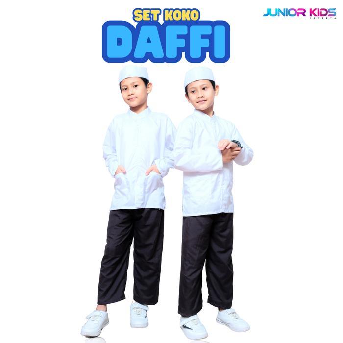 Junior Kids - Daffa Baju Koko Manasik Haji Polos Anak Laki Laki Usia 1-10 Tahun (Free Bonus peci Saa