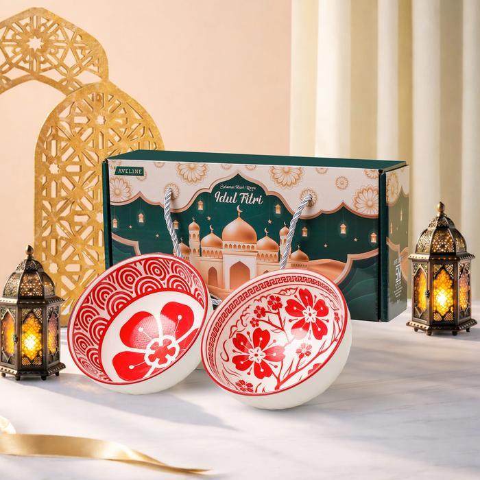 Ideame Hampers Mangkok Lebaran Set Premium Peralatan Makan Porselen / Mangkok Set Keramik Gift Eid /