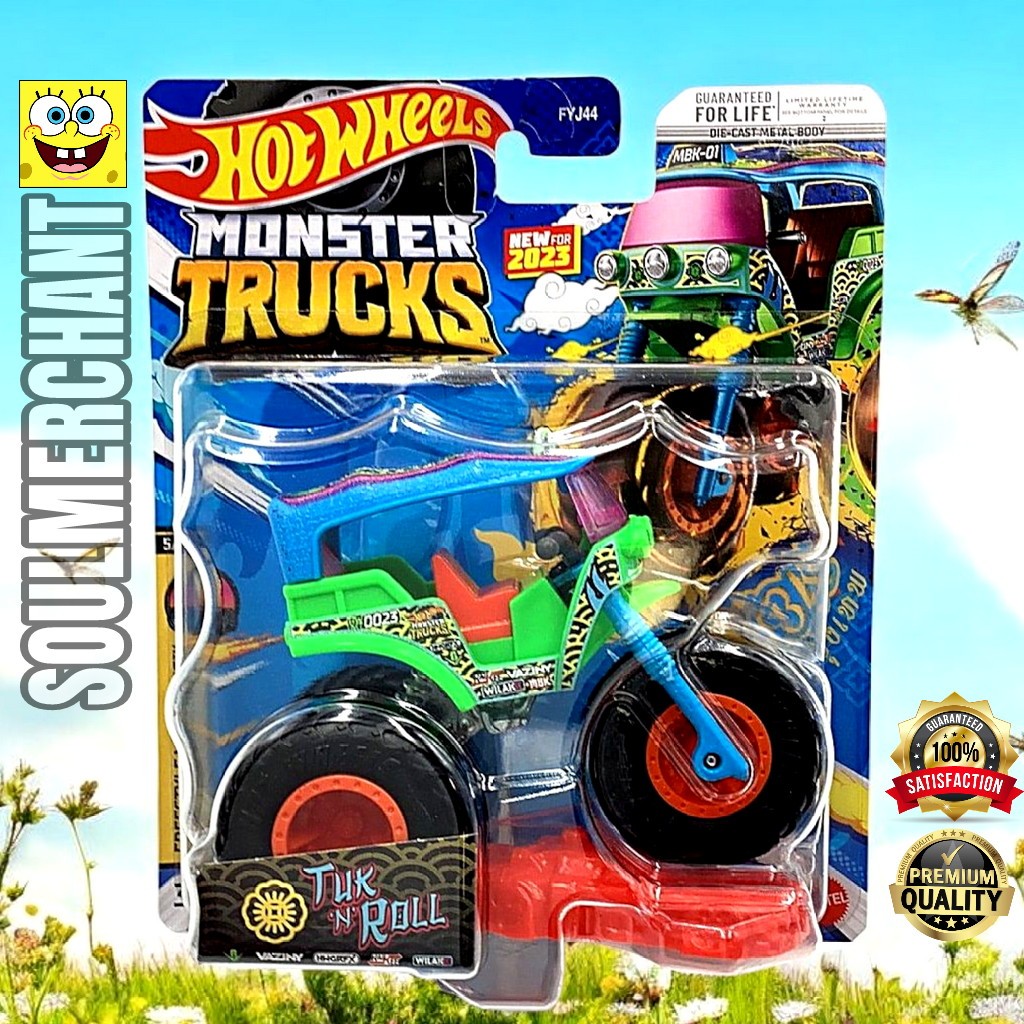 Hot Wheels Monster Trucks Tuk N Roll Hijau Diecast Mobil Bemo